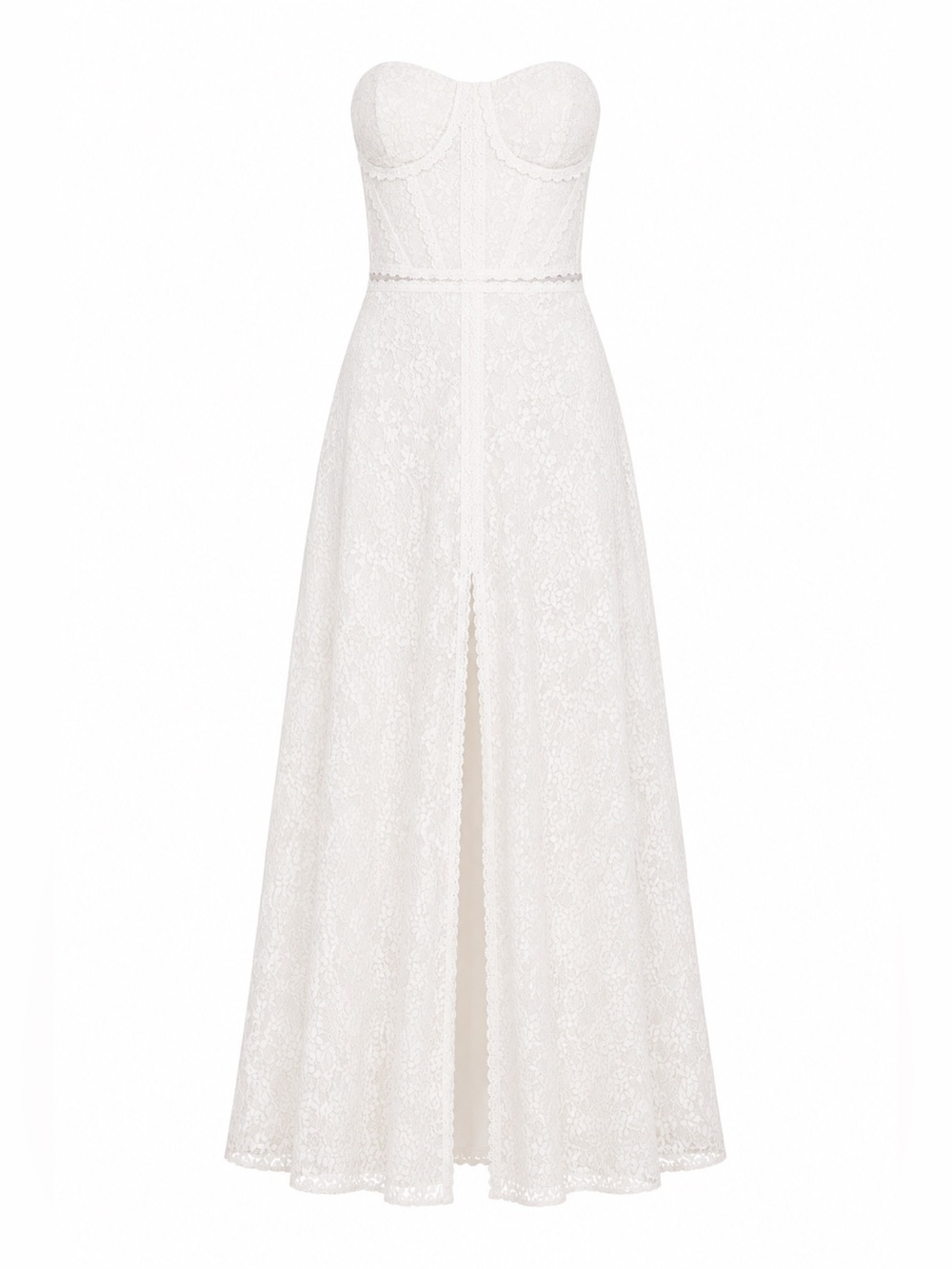 Lulus White Floral Lace Strapless Maxi Dress NWT Bridal Shower Wedding M - Picture 4 of 7